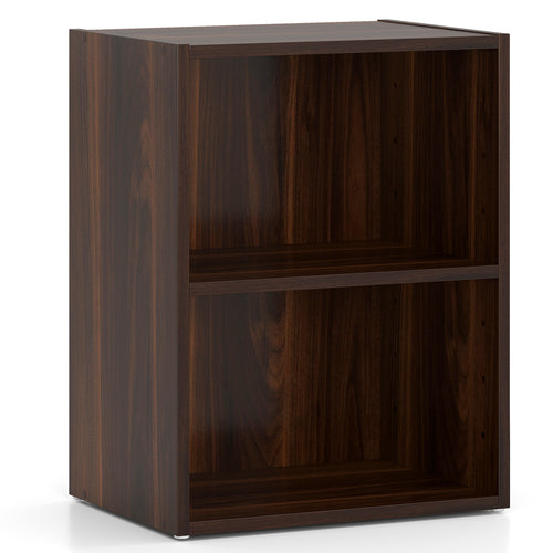 2-Layer Multifunctional Display Cabinet, Walnut, Large Storage