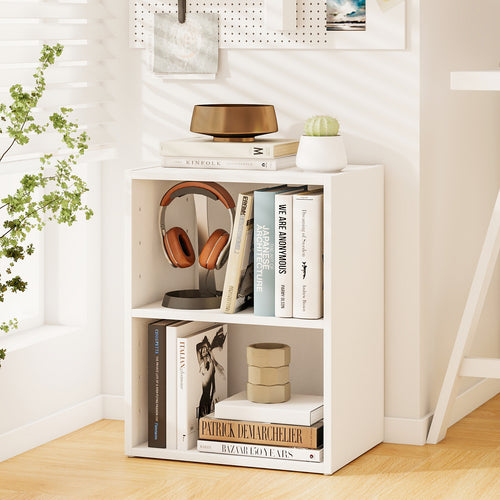 2-Layer Multifunctional Furniture Display Cabinet with Large Capacity Storage Space, White