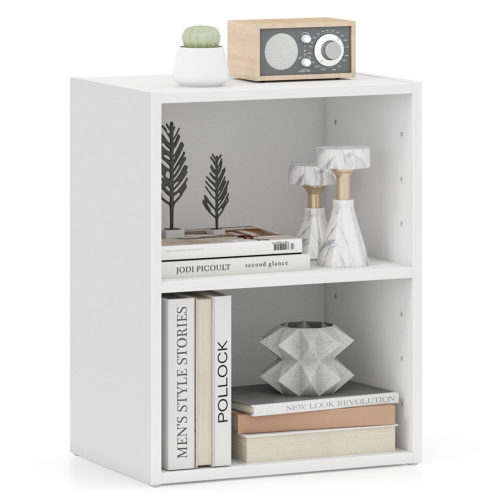 2-Layer Multifunctional Furniture Display Cabinet with Large Capacity Storage Space, White Bookcases at Gallery Canada