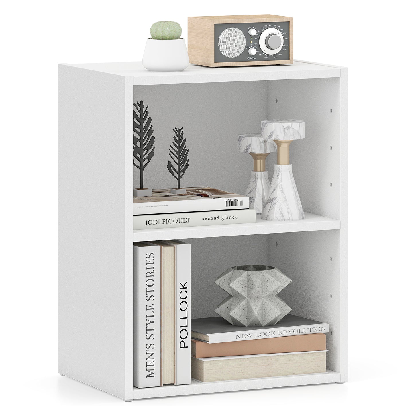 2-Layer Multifunctional Furniture Display Cabinet with Large Capacity Storage Space, White Bookcases at Gallery Canada