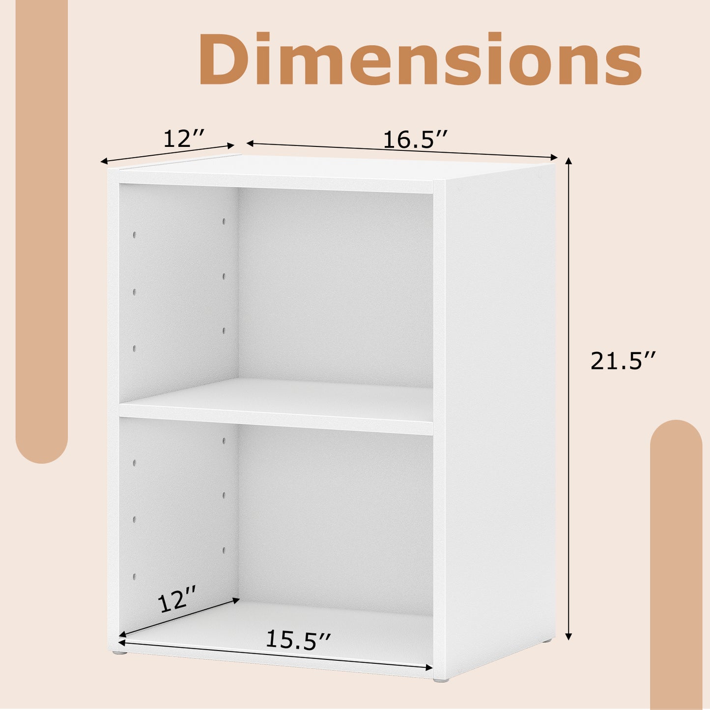 2-Layer Multifunctional Furniture Display Cabinet with Large Capacity Storage Space, White Bookcases at Gallery Canada