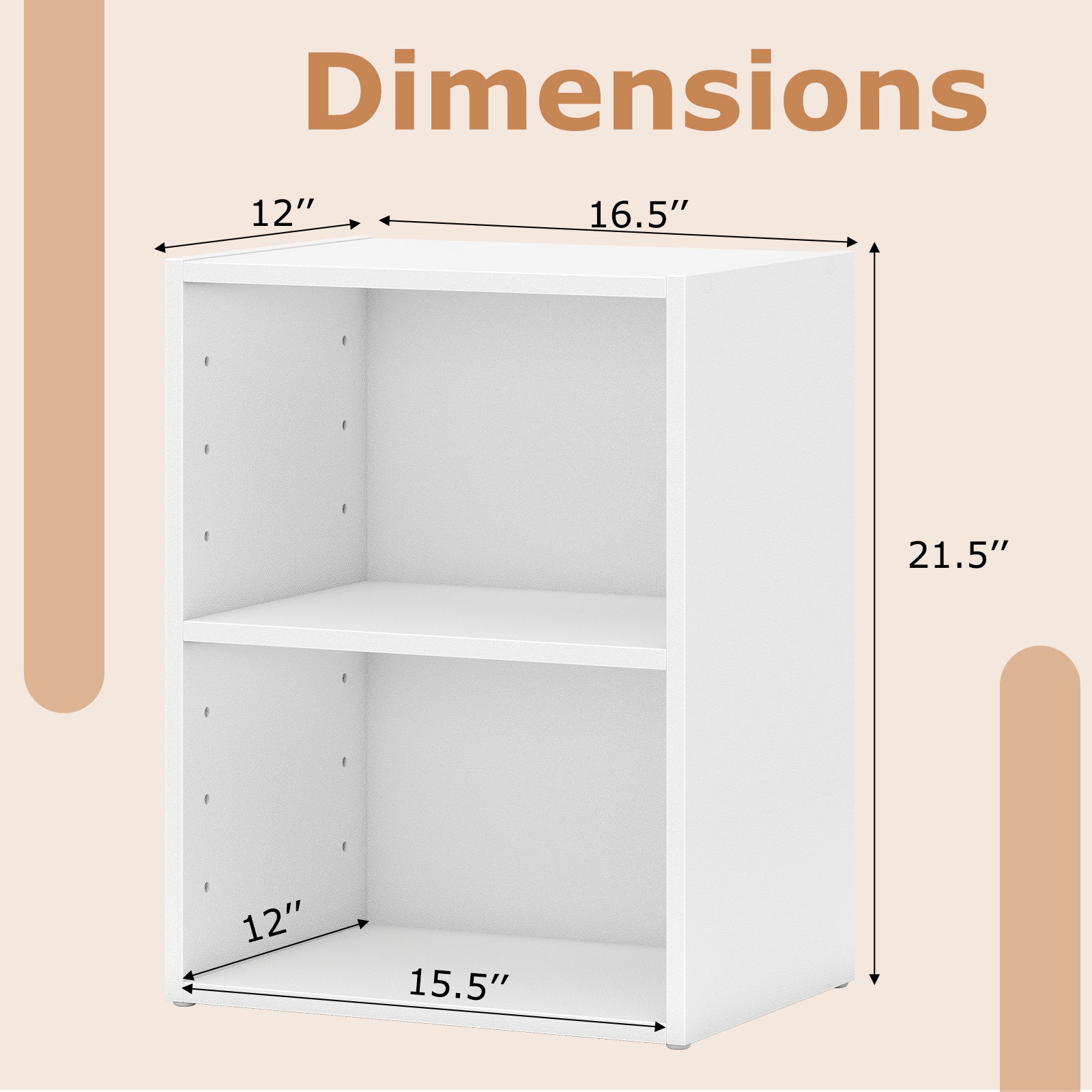 2-Layer Multifunctional Furniture Display Cabinet with Large Capacity Storage Space, White Bookcases at Gallery Canada