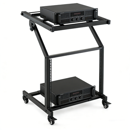 2 Layer Professional Audio Rack Mount with Adjustable Crossbars, Black Musical Instruments at Gallery Canada