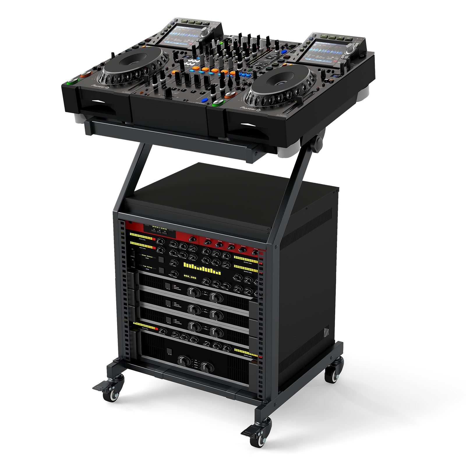 2 Layer Professional Audio Rack Mount with Adjustable Crossbars, Black Musical Instruments at Gallery Canada