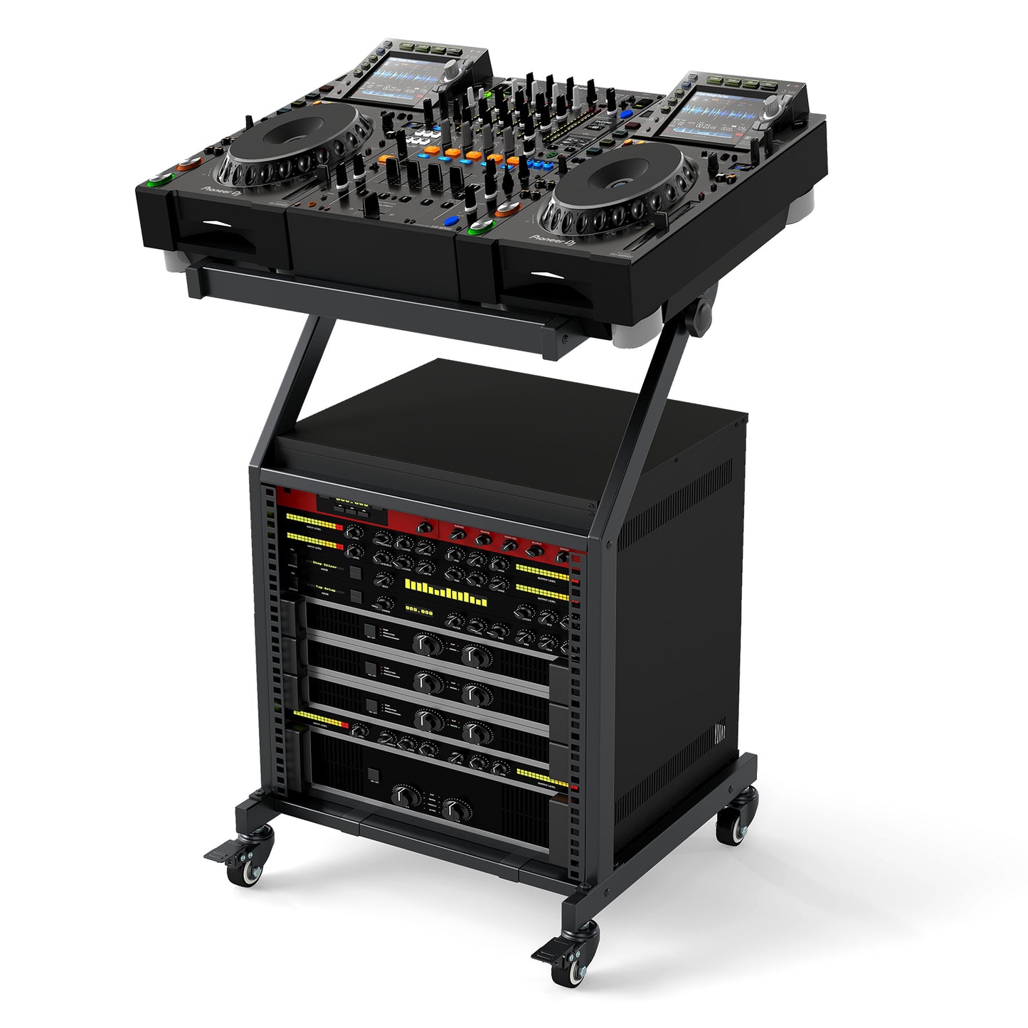 2 Layer Professional Audio Rack Mount with Adjustable Crossbars, Black Musical Instruments at Gallery Canada