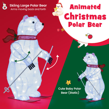 2 PCS Animated Skiing Polar Bears, Pre-lit Christmas Decoration, White Christmas at Gallery Canada