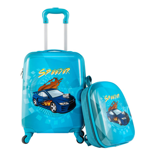 2 PCS Kid Luggage Set With Spinner Wheels for Children Boys Girls, Navy
