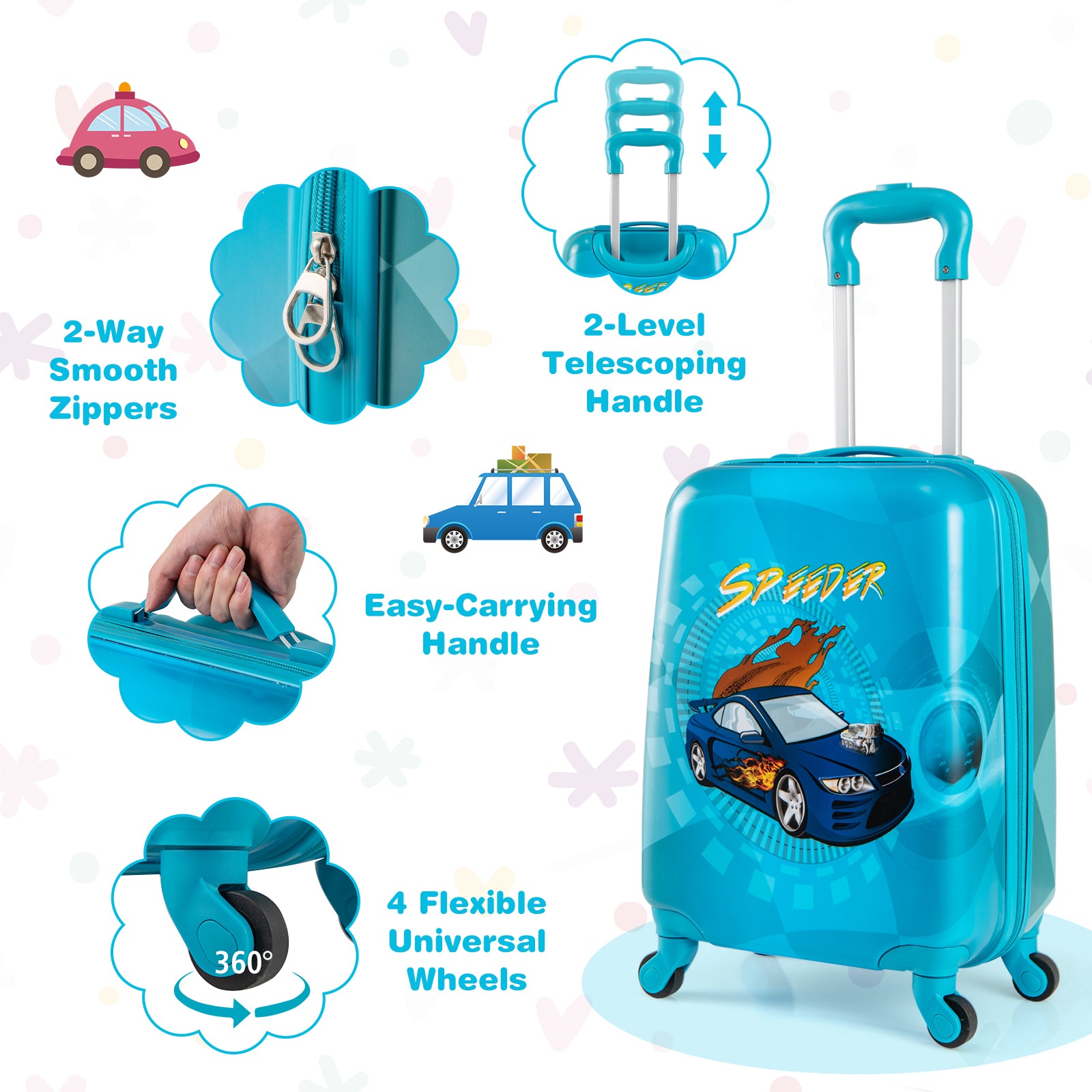 2 PCS Kid Luggage Set With Spinner Wheels for Children Boys Girls, Navy Kids Luggage at Gallery Canada