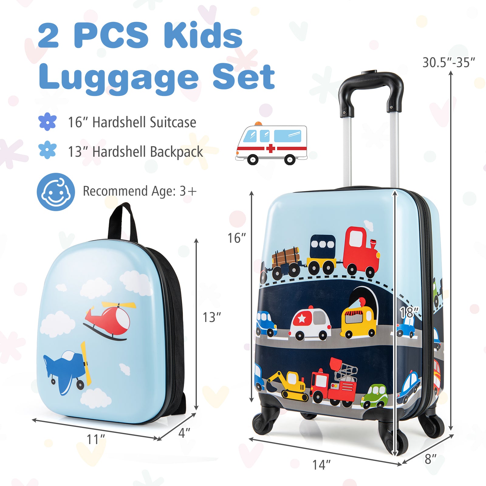 2 PCS Kid Luggage Set With Spinner Wheels for Children Boys Girls, Dark Blue Kids Luggage at Gallery Canada