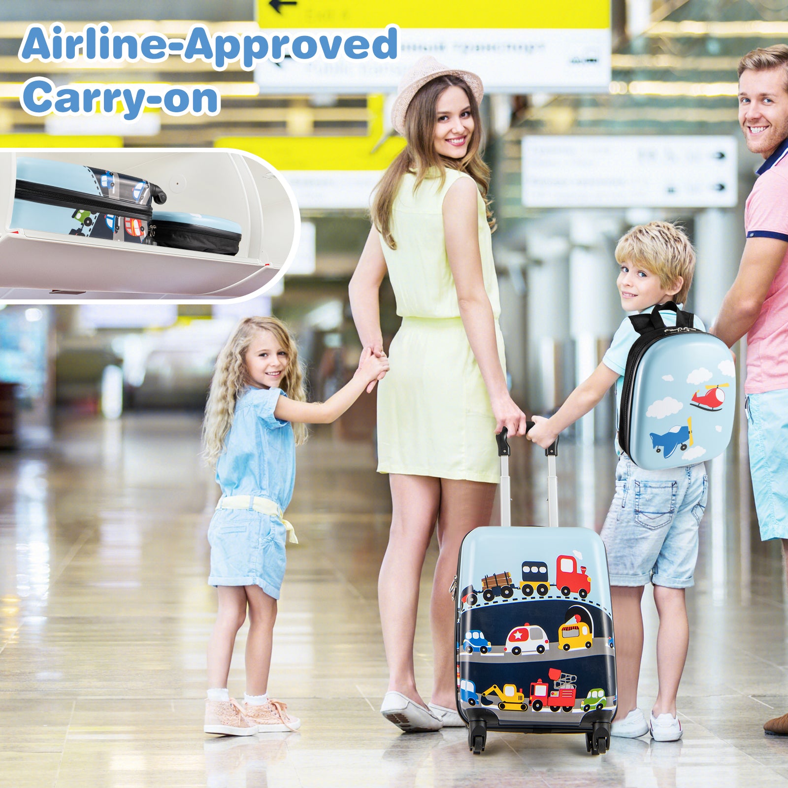 2 PCS Kid Luggage Set With Spinner Wheels for Children Boys Girls, Dark Blue Kids Luggage at Gallery Canada