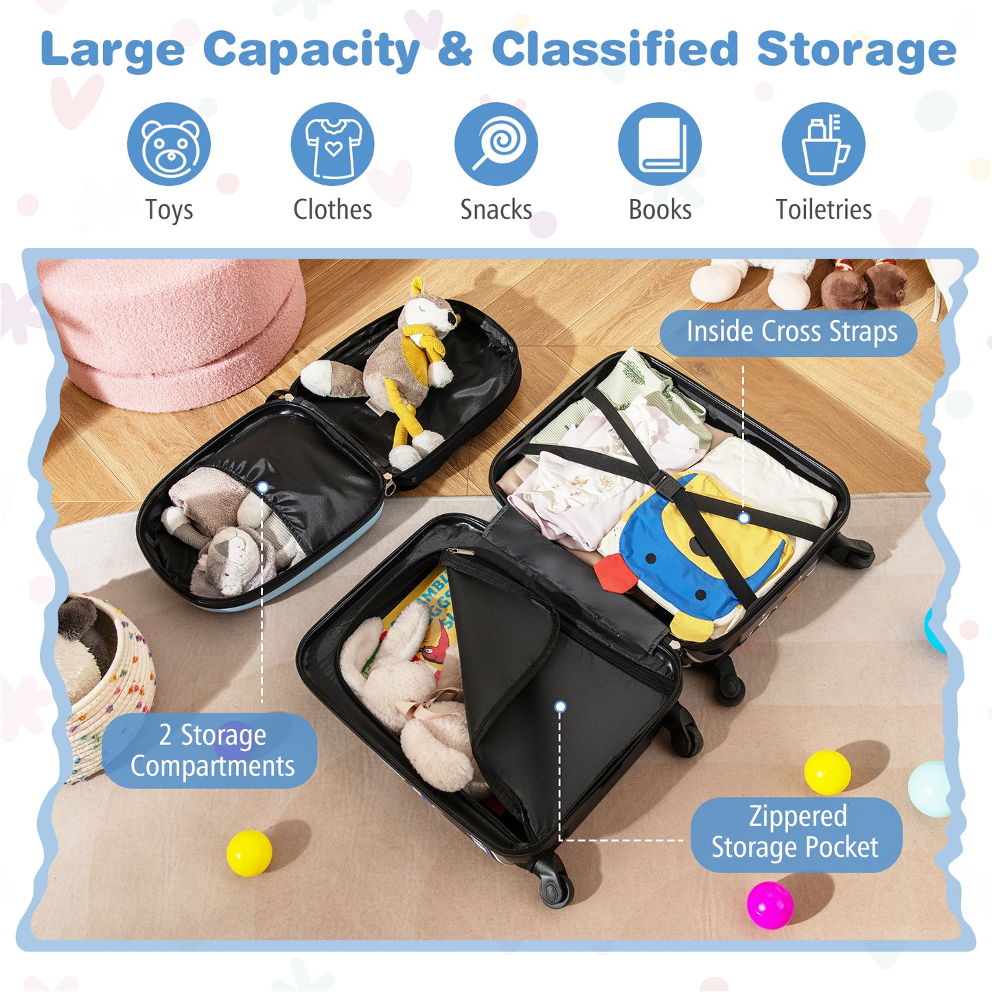 2 PCS Kid Luggage Set With Spinner Wheels for Children Boys Girls, Dark Blue Kids Luggage at Gallery Canada