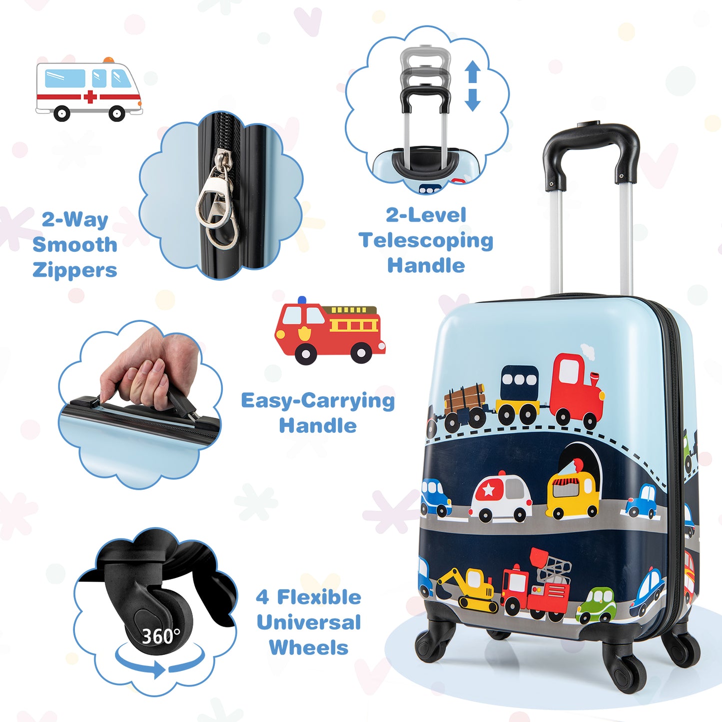 2 PCS Kid Luggage Set With Spinner Wheels for Children Boys Girls, Dark Blue Kids Luggage at Gallery Canada