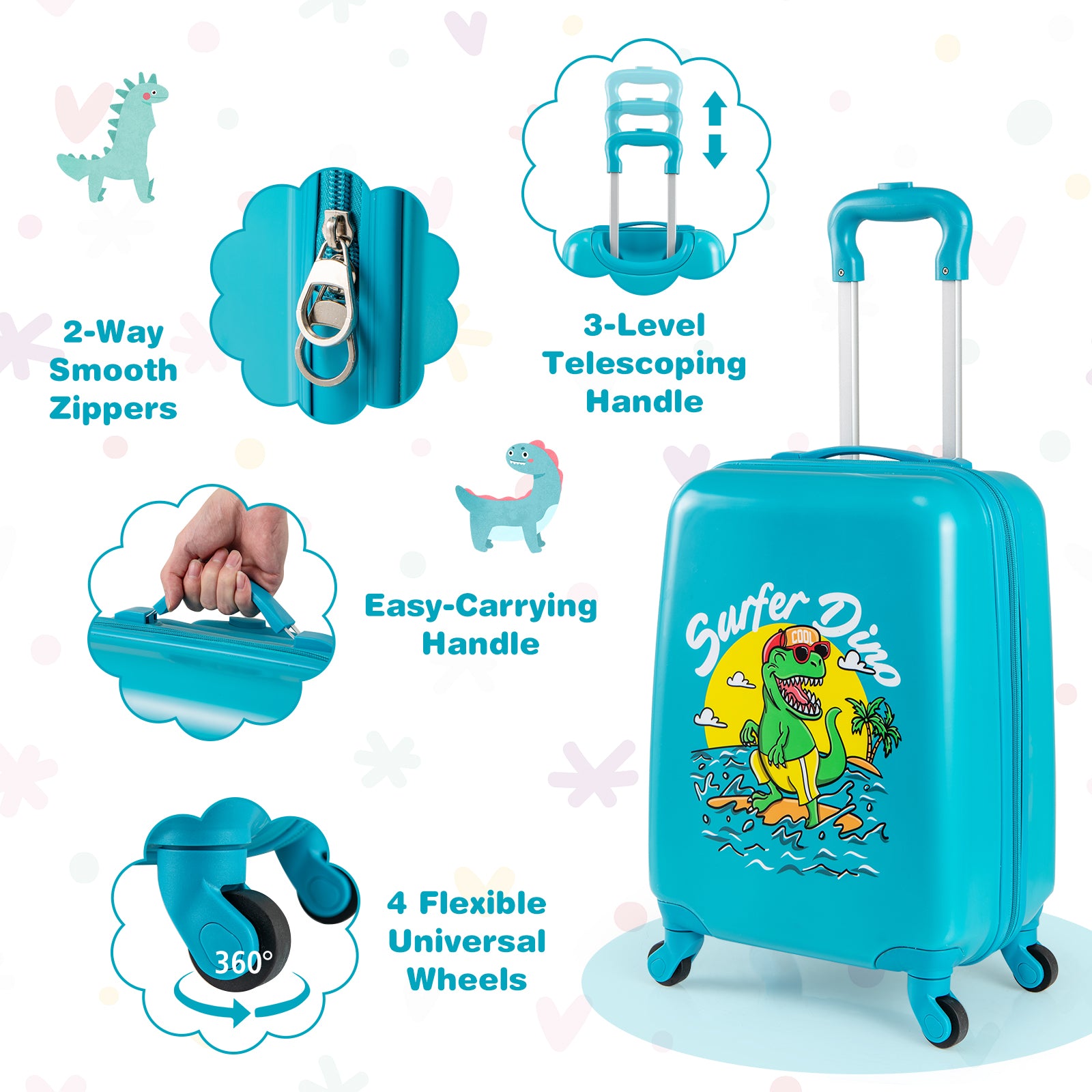 2 PCS Kid Luggage Set With Spinner Wheels, Blue Kids Luggage at Gallery Canada