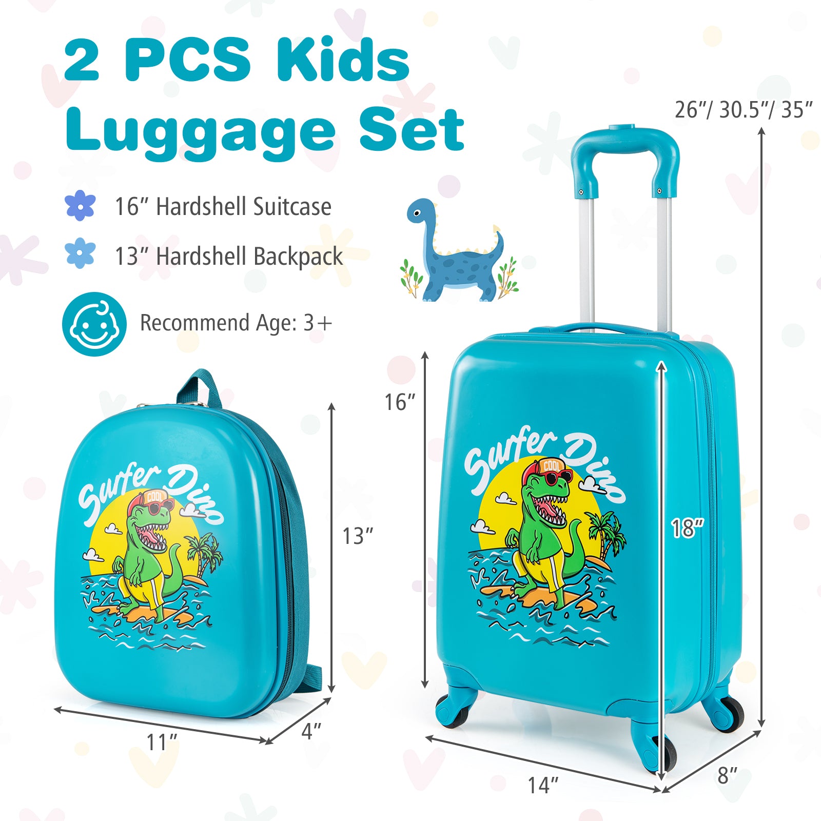 2 PCS Kid Luggage Set With Spinner Wheels, Blue Kids Luggage at Gallery Canada