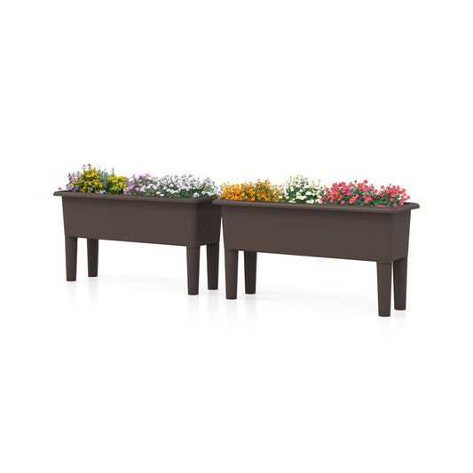 2 Pcs Raised Garden Bed, Self Watering Planter Box, Detachable Legs, Coffee Raised Garden Beds Coffee at Gallery Canada