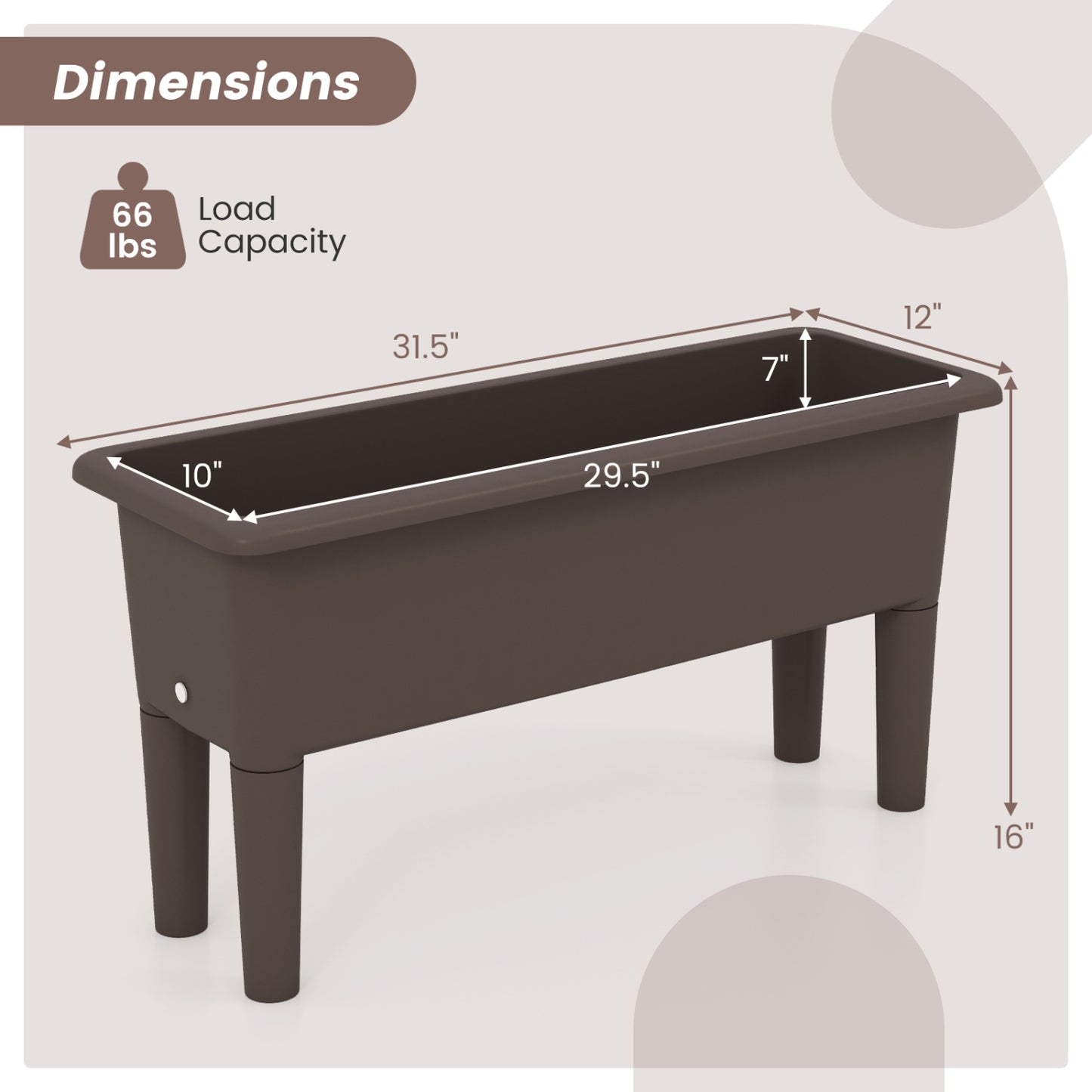 2 Pcs Raised Garden Bed, Self Watering Planter Box, Detachable Legs, Coffee Raised Garden Beds at Gallery Canada