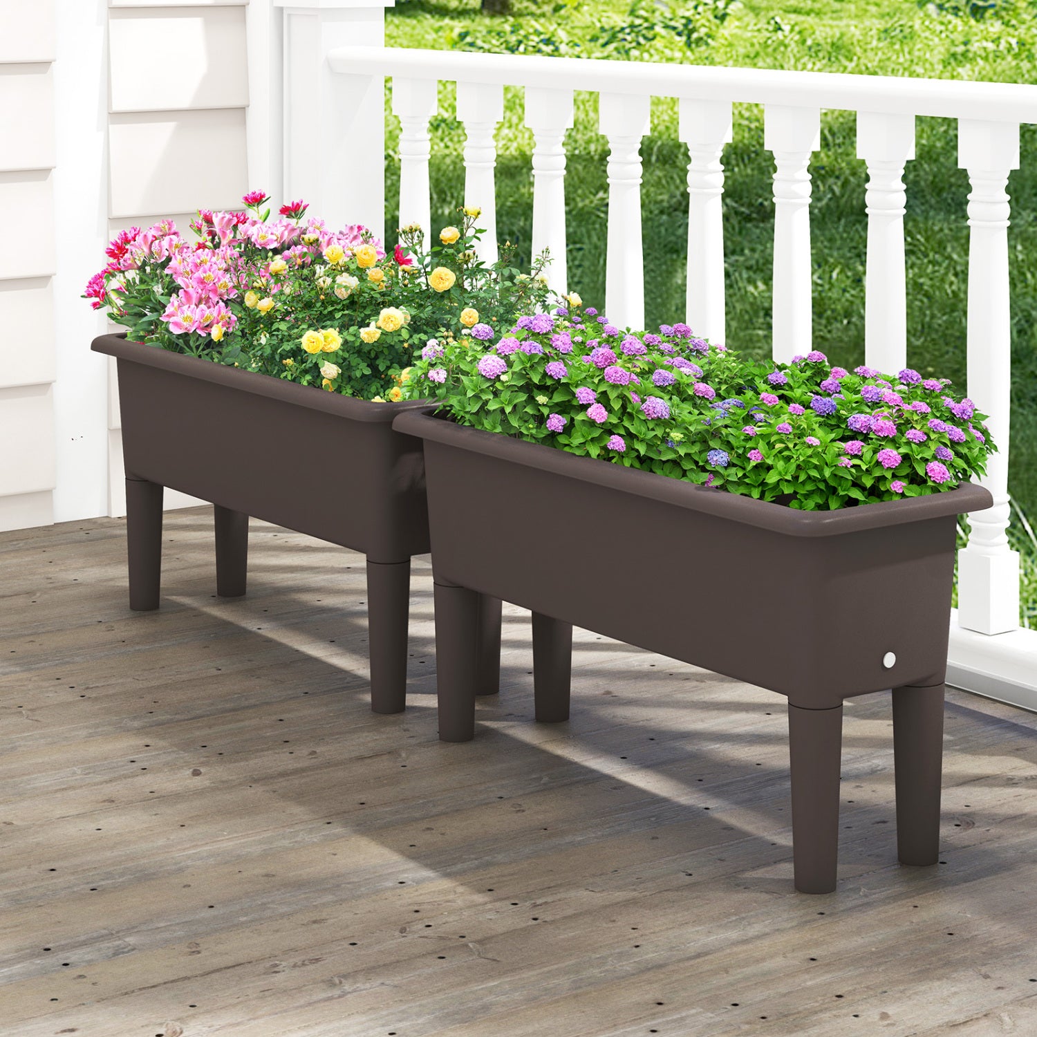 2 Pcs Raised Garden Bed, Self Watering Planter Box, Detachable Legs, Coffee Raised Garden Beds at Gallery Canada