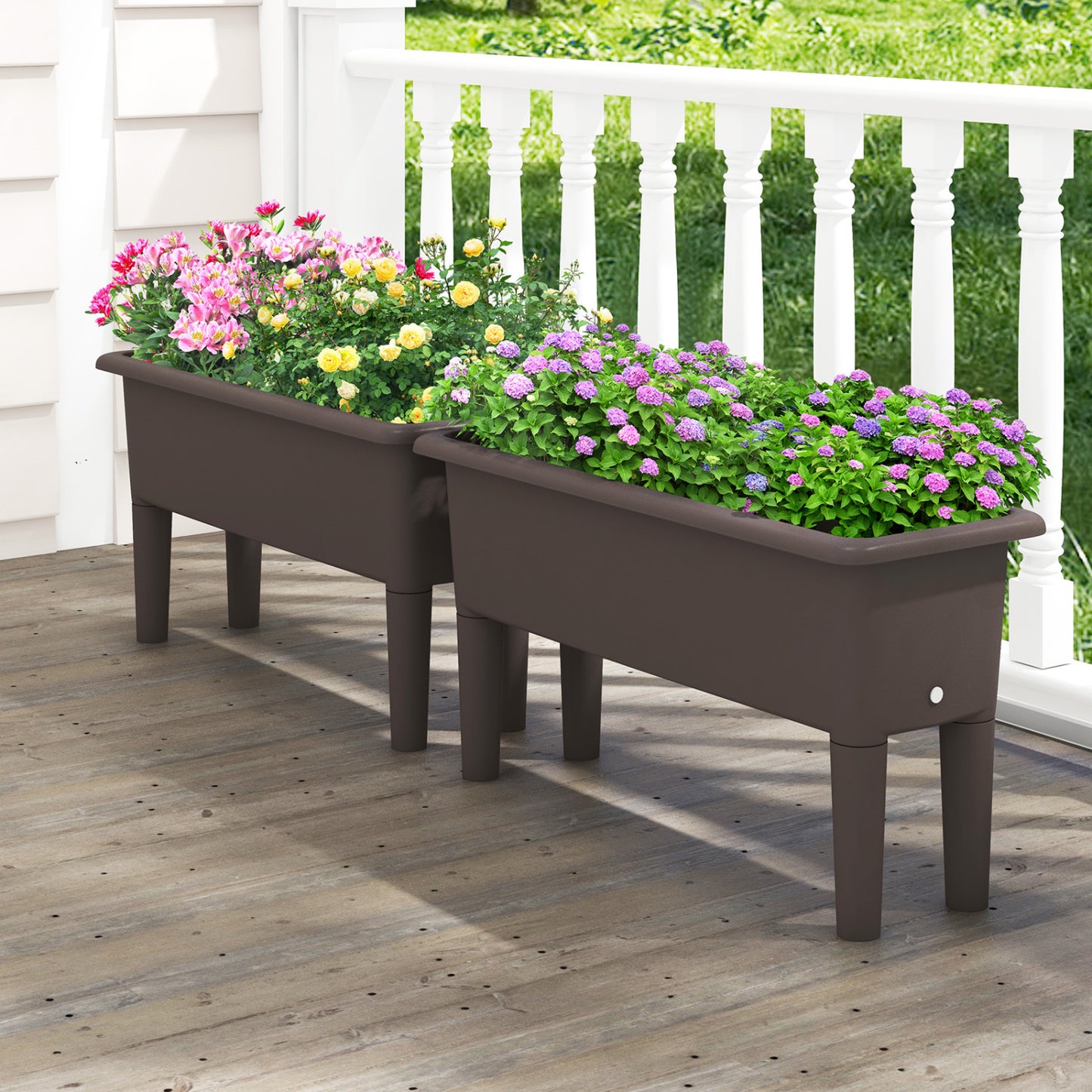 2 Pcs Raised Garden Bed, Self Watering Planter Box, Detachable Legs, Coffee Raised Garden Beds at Gallery Canada