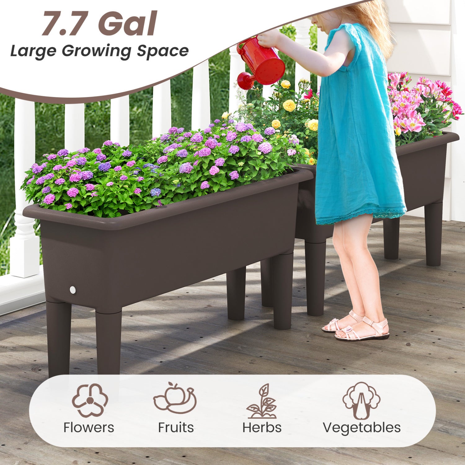 2 Pcs Raised Garden Bed, Self Watering Planter Box, Detachable Legs, Coffee Raised Garden Beds at Gallery Canada