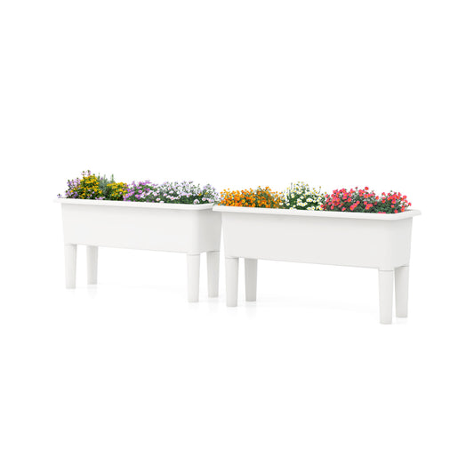 2 PCS Raised Garden Beds, Self-Watering Planter Box, White Raised Garden Beds White at Gallery Canada