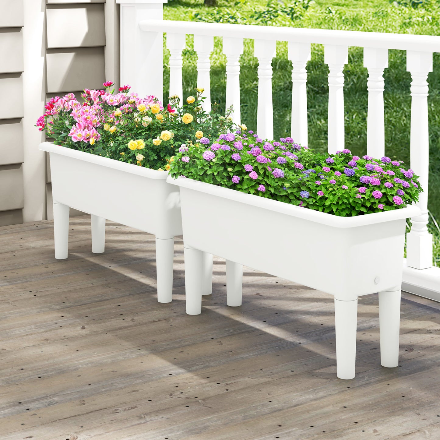 2 PCS Raised Garden Beds, Self-Watering Planter Box, White Raised Garden Beds at Gallery Canada