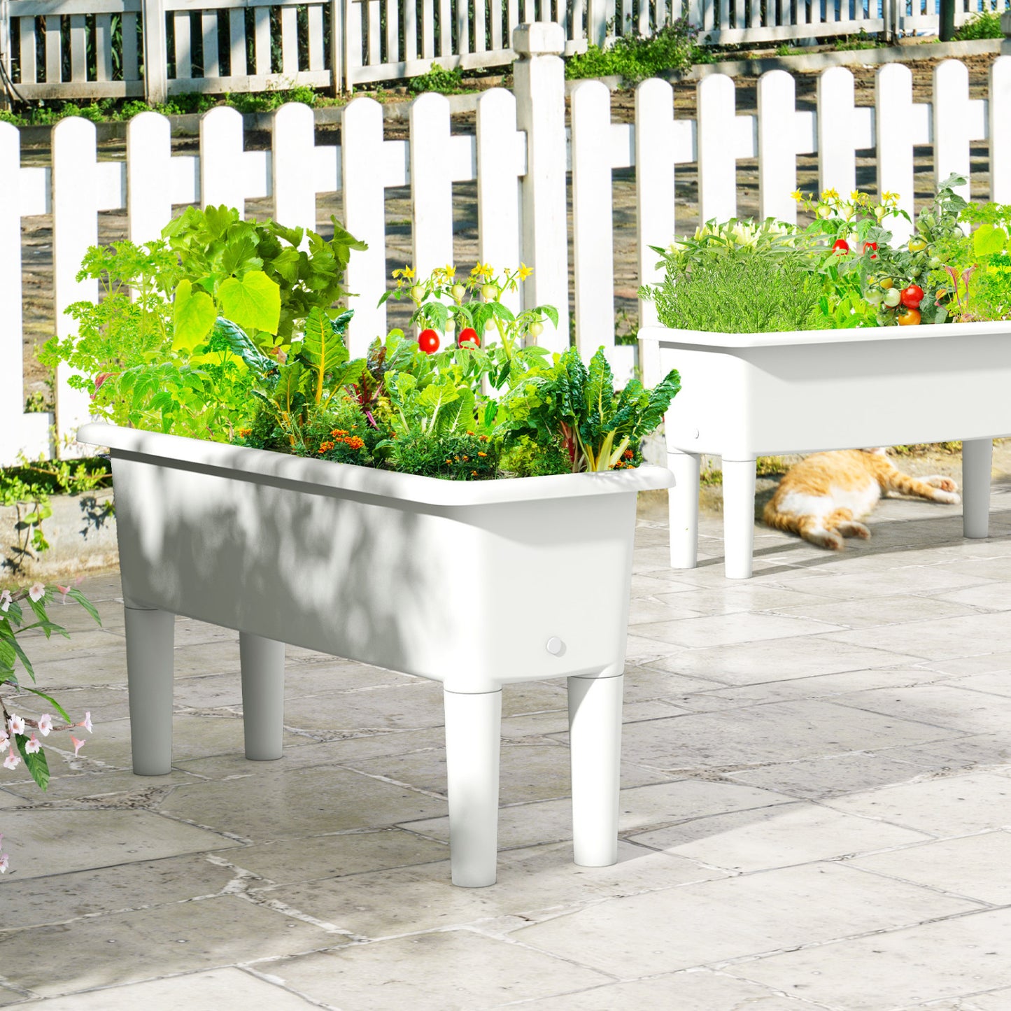 2 PCS Raised Garden Beds, Self-Watering Planter Box, White Raised Garden Beds at Gallery Canada