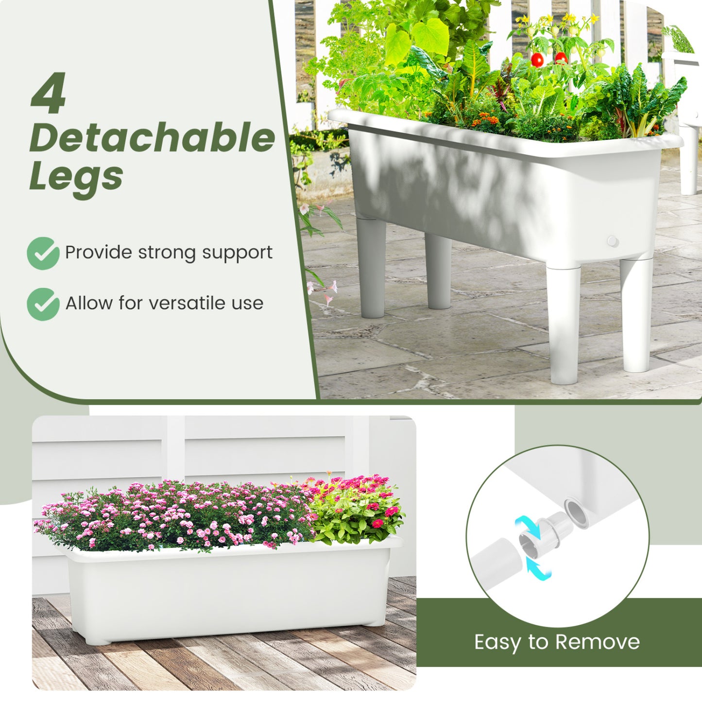 2 PCS Raised Garden Beds, Self-Watering Planter Box, White Raised Garden Beds at Gallery Canada