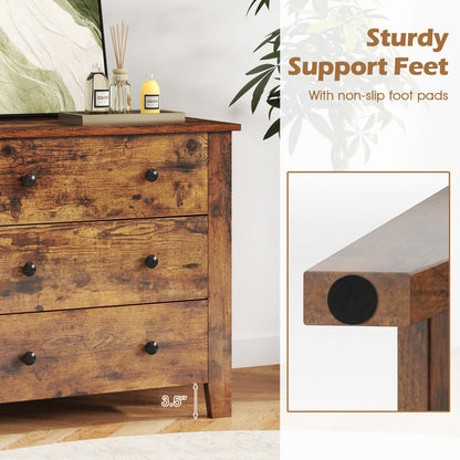 Commode à 3 tiroirs en pack de 2, table de chevet, marron