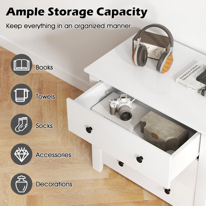 2-Pack 3 Drawer Dresser Chest, Bedside Table, White