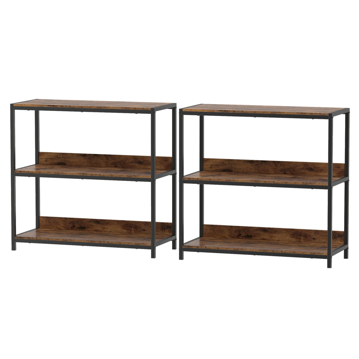 2-Pack 3-Tier Industrial Bookshelf, Rustic Brown Cabinets & Chests at Gallery Canada