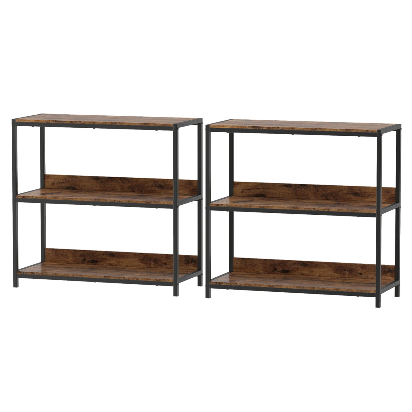 2-Pack 3-Tier Industrial Bookshelf, Rustic Brown Cabinets & Chests at Gallery Canada