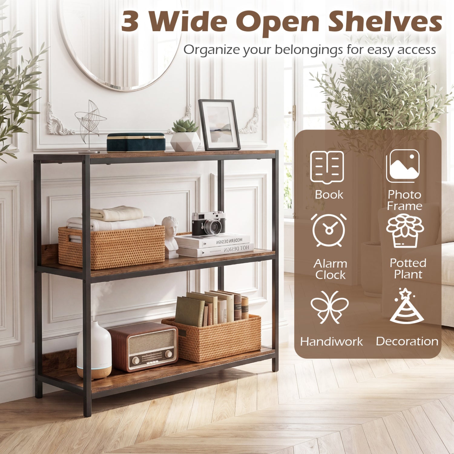 2-Pack 3-Tier Industrial Bookshelf, Rustic Brown Cabinets & Chests at Gallery Canada