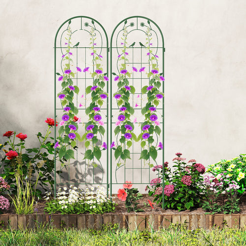 2 Pack 71 x 20 Inch Metal Garden Trellis, Rustproof Plant Support, Green