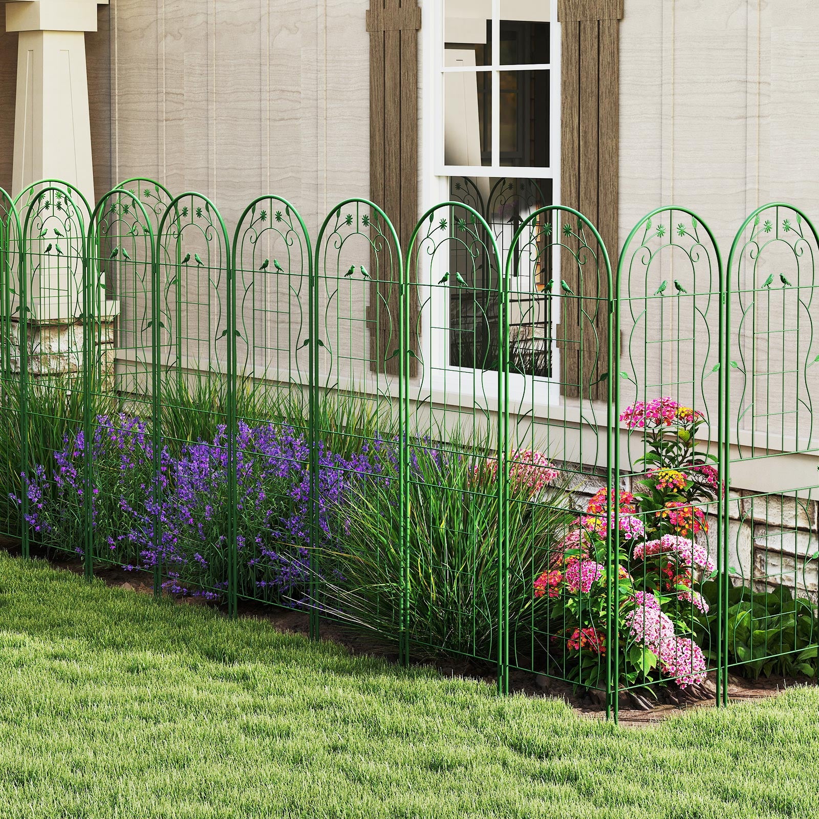 2 Pack 71 x 20 Inch Metal Garden Trellis, Rustproof Plant Support, Green Decorative Fencing & Flooring at Gallery Canada