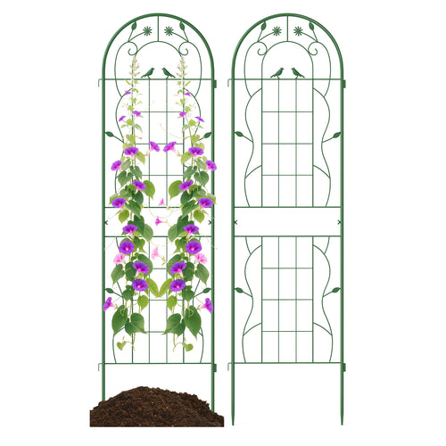 2 Pack 71 x 20 Inch Metal Garden Trellis, Rustproof Plant Support, Green