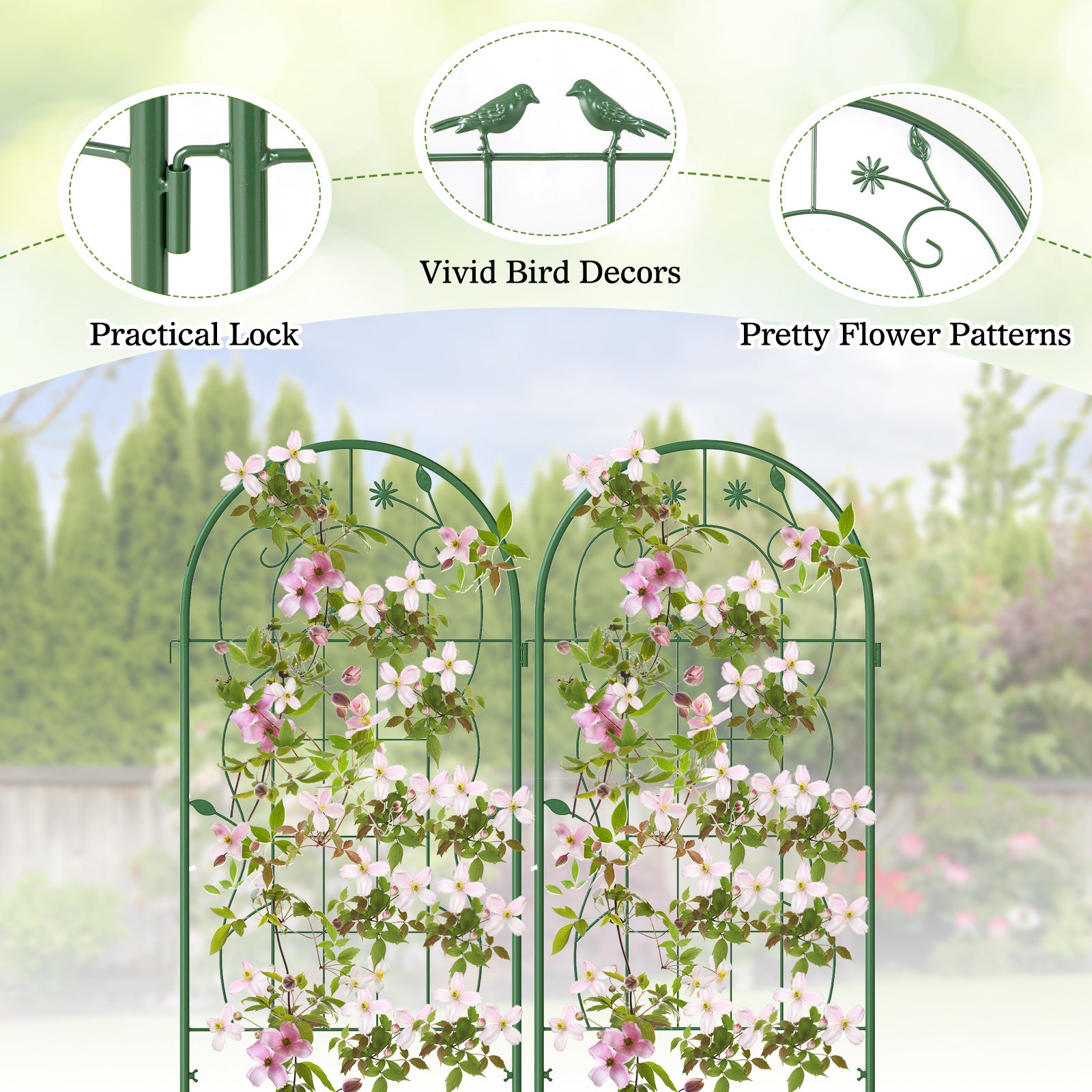 2 Pack 71 x 20 Inch Metal Garden Trellis, Rustproof Plant Support, Green Decorative Fencing & Flooring at Gallery Canada
