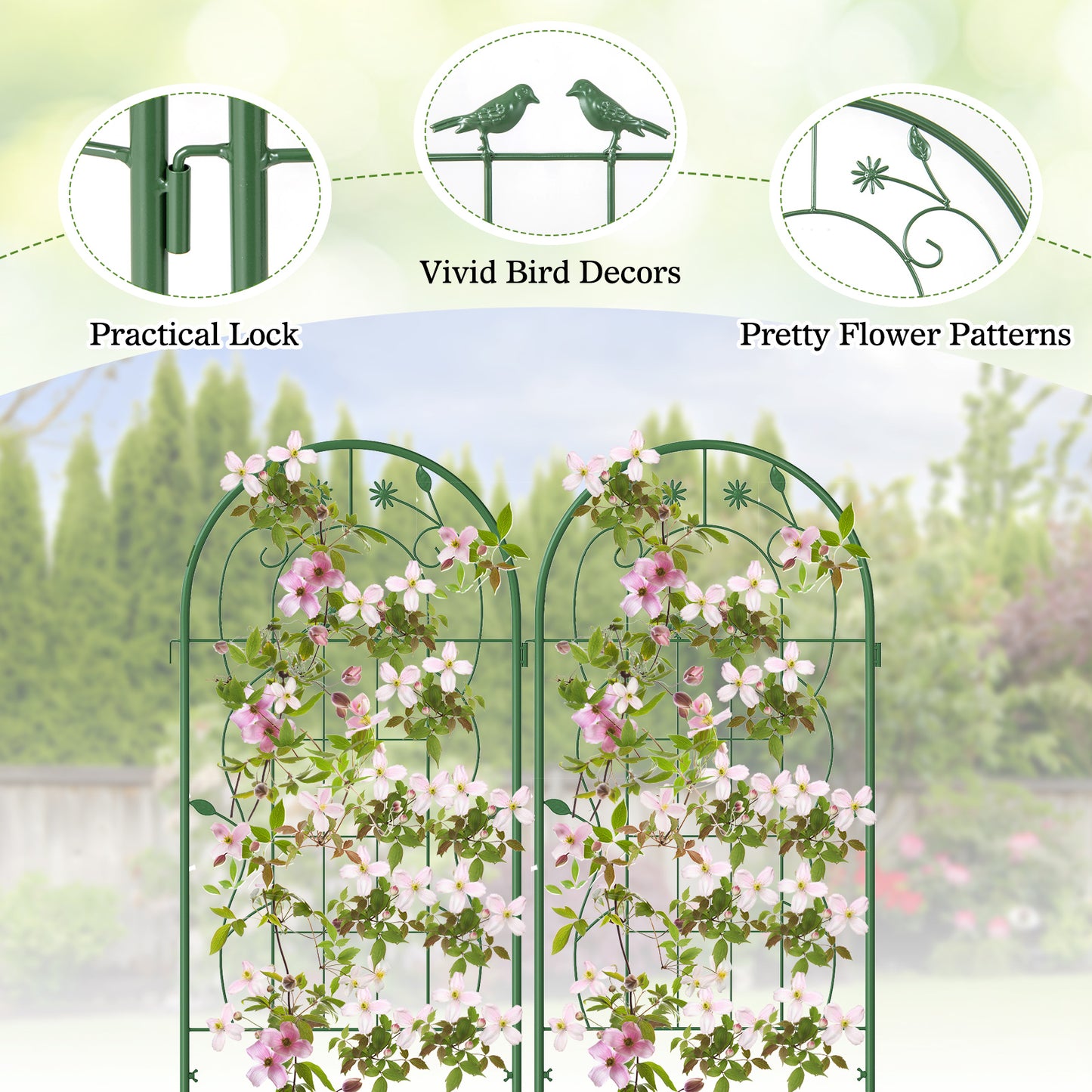 2 Pack 71 x 20 Inch Metal Garden Trellis, Rustproof Plant Support, Green Decorative Fencing & Flooring at Gallery Canada