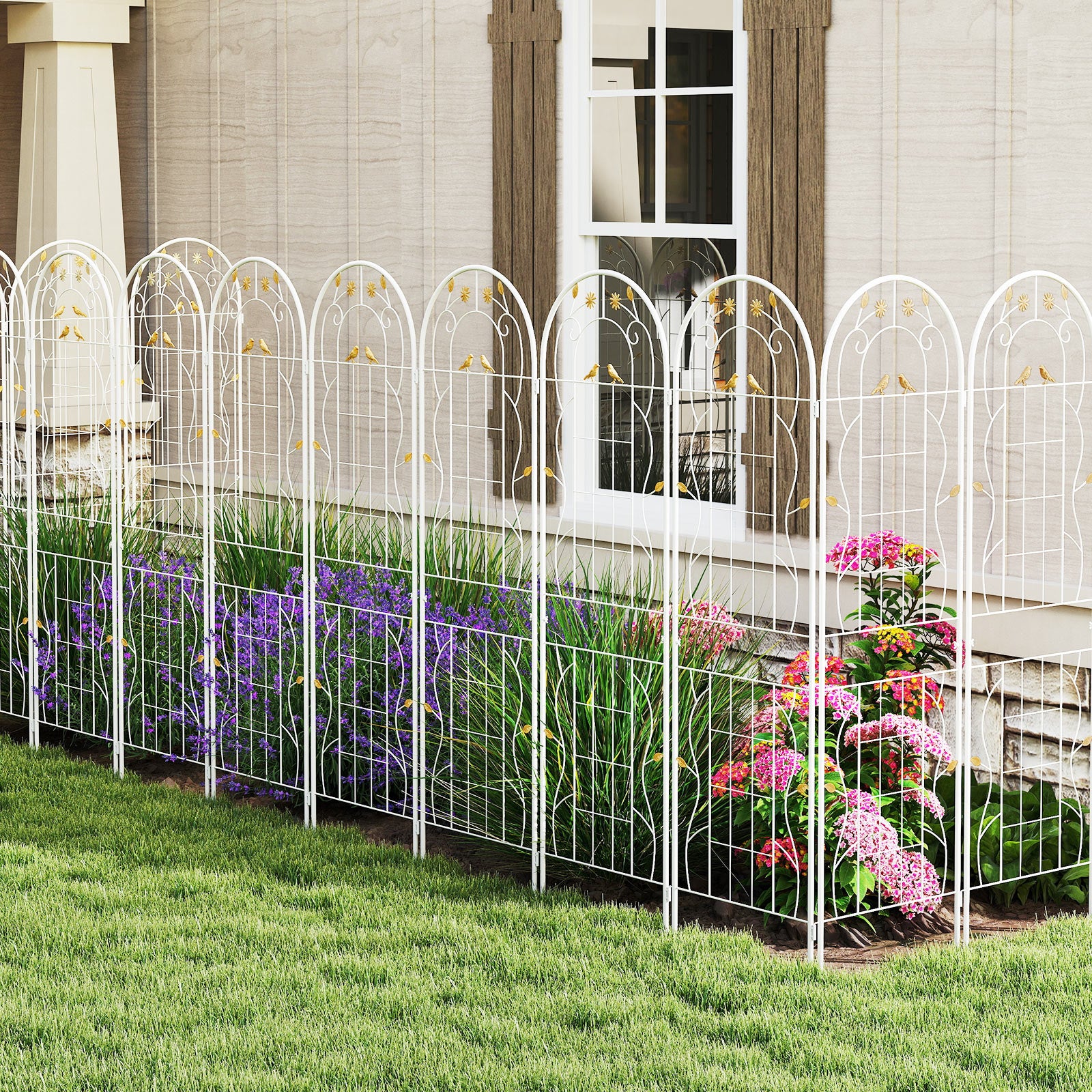 2 Pack 71 x 20 Inch Metal Garden Trellis, Rustproof Plant Support, White Decorative Fencing & Flooring at Gallery Canada