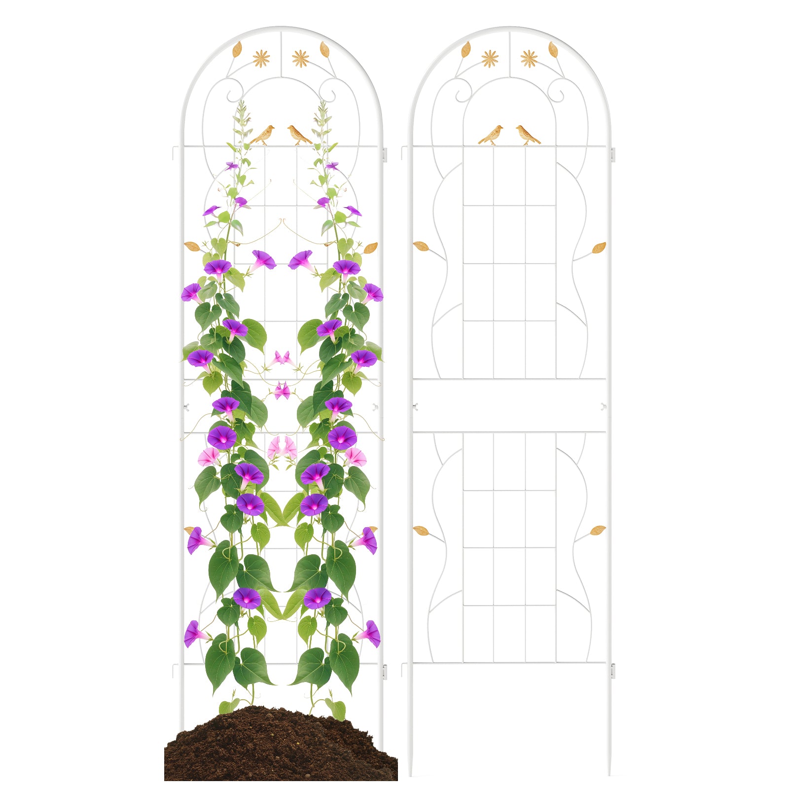 2 Pack 71 x 20 Inch Metal Garden Trellis, Rustproof Plant Support, White Decorative Fencing & Flooring at Gallery Canada
