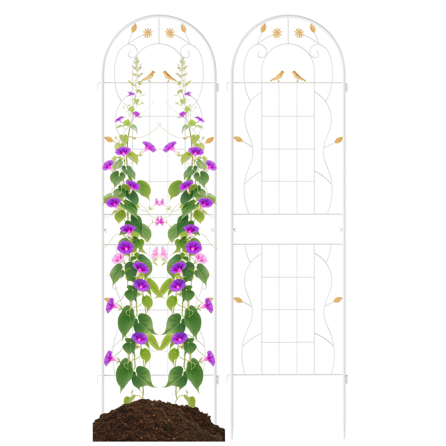 2 Pack 71 x 20 Inch Metal Garden Trellis, Rustproof Plant Support, White Decorative Fencing & Flooring at Gallery Canada
