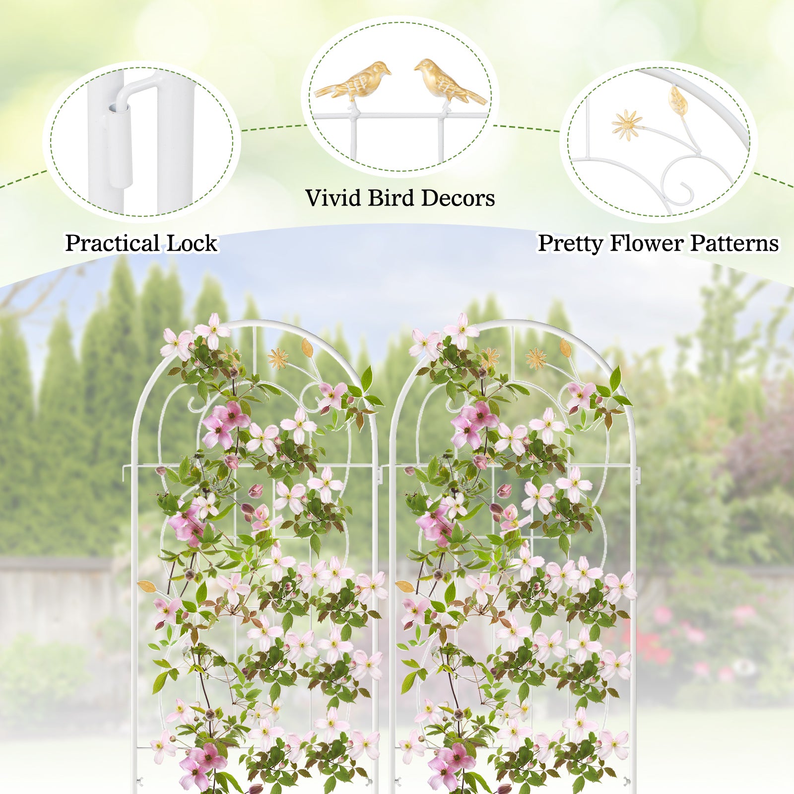 2 Pack 71 x 20 Inch Metal Garden Trellis, Rustproof Plant Support, White Decorative Fencing & Flooring at Gallery Canada