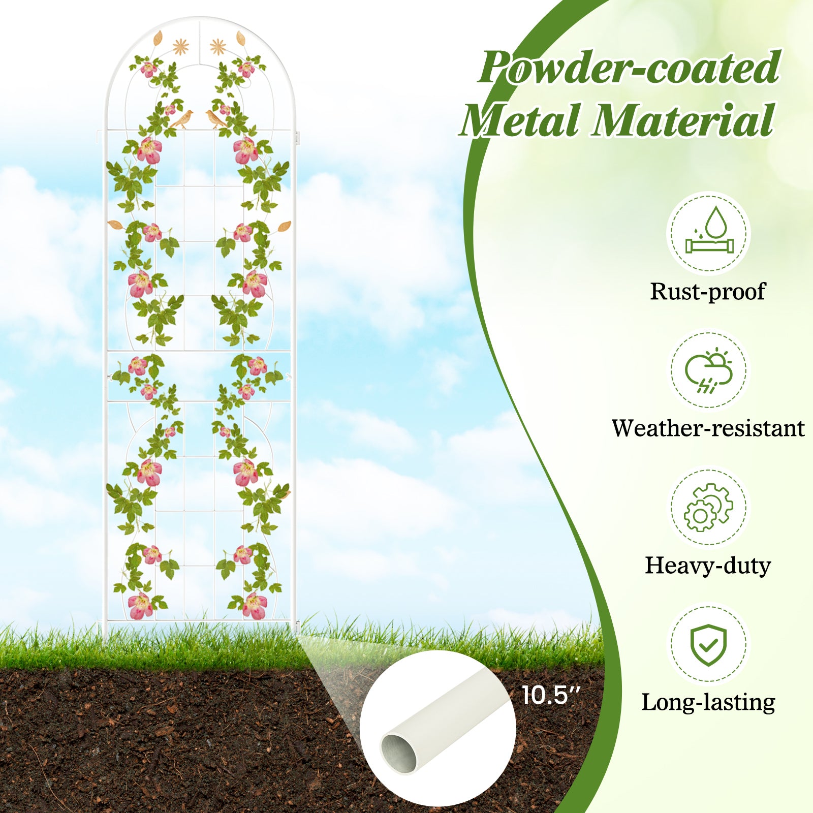 2 Pack 71 x 20 Inch Metal Garden Trellis, Rustproof Plant Support, White Decorative Fencing & Flooring at Gallery Canada