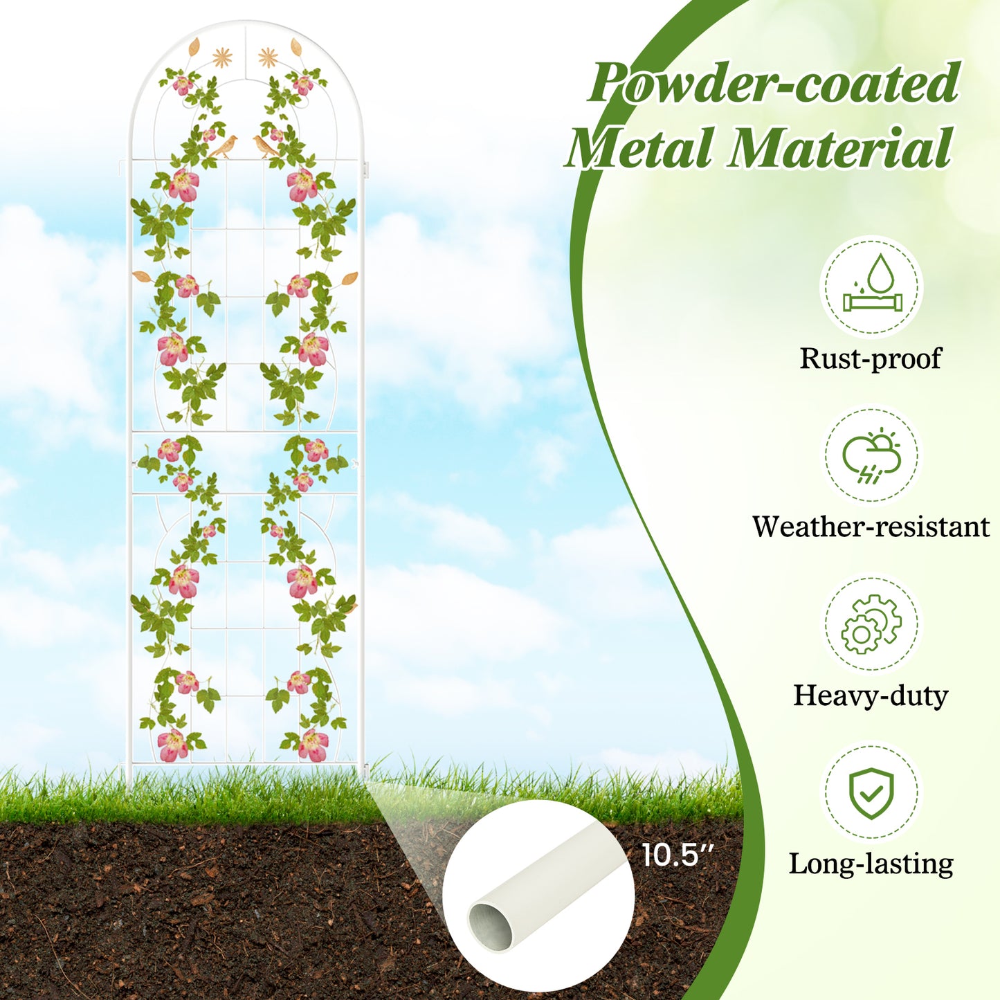 2 Pack 71 x 20 Inch Metal Garden Trellis, Rustproof Plant Support, White Decorative Fencing & Flooring at Gallery Canada