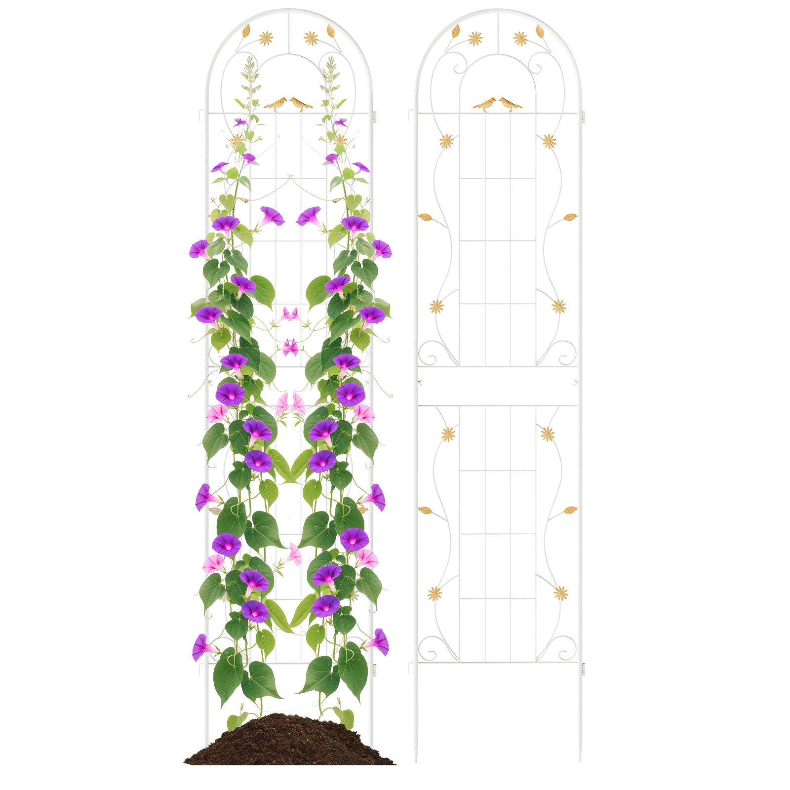 2 Pack 86.5 x 20 Inches Metal Garden Trellis, White Decorative Fencing & Flooring at Gallery Canada