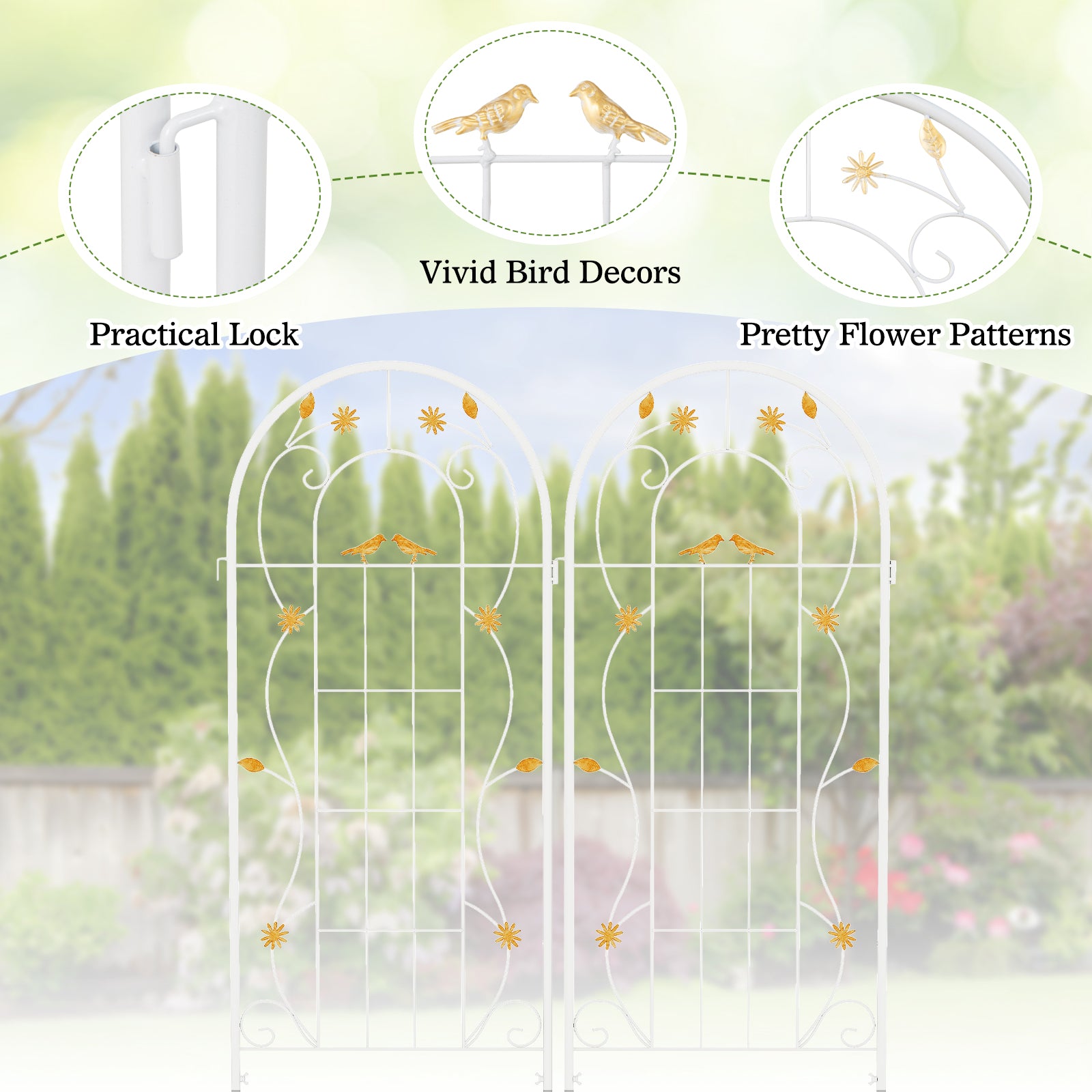 2 Pack 86.5 x 20 Inches Metal Garden Trellis, White Decorative Fencing & Flooring at Gallery Canada