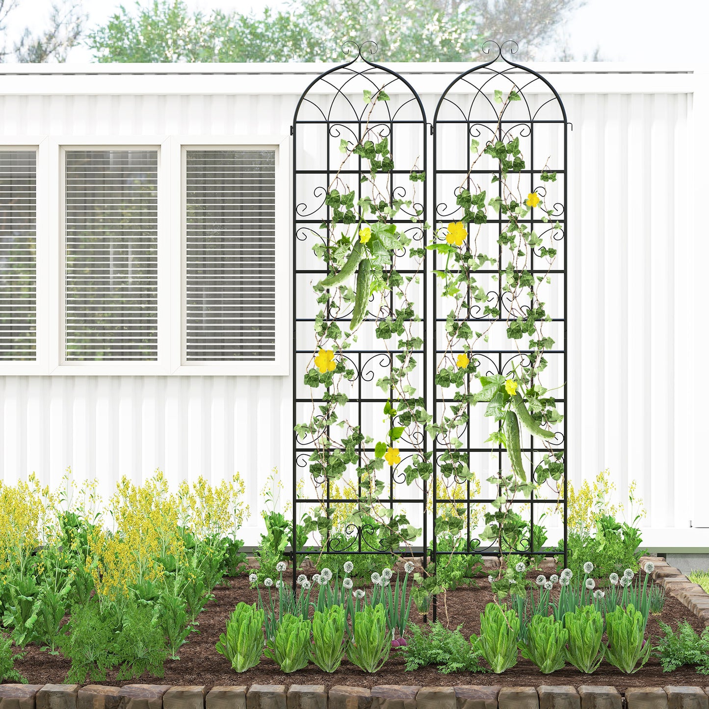 2 Pack 86"X20" Metal Garden Trellis For Climbing Plants Plant Supports at Gallery Canada