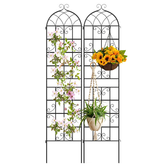 2 Pack 86"X20" Metal Garden Trellis For Climbing Plants Plant Supports Black at Gallery Canada