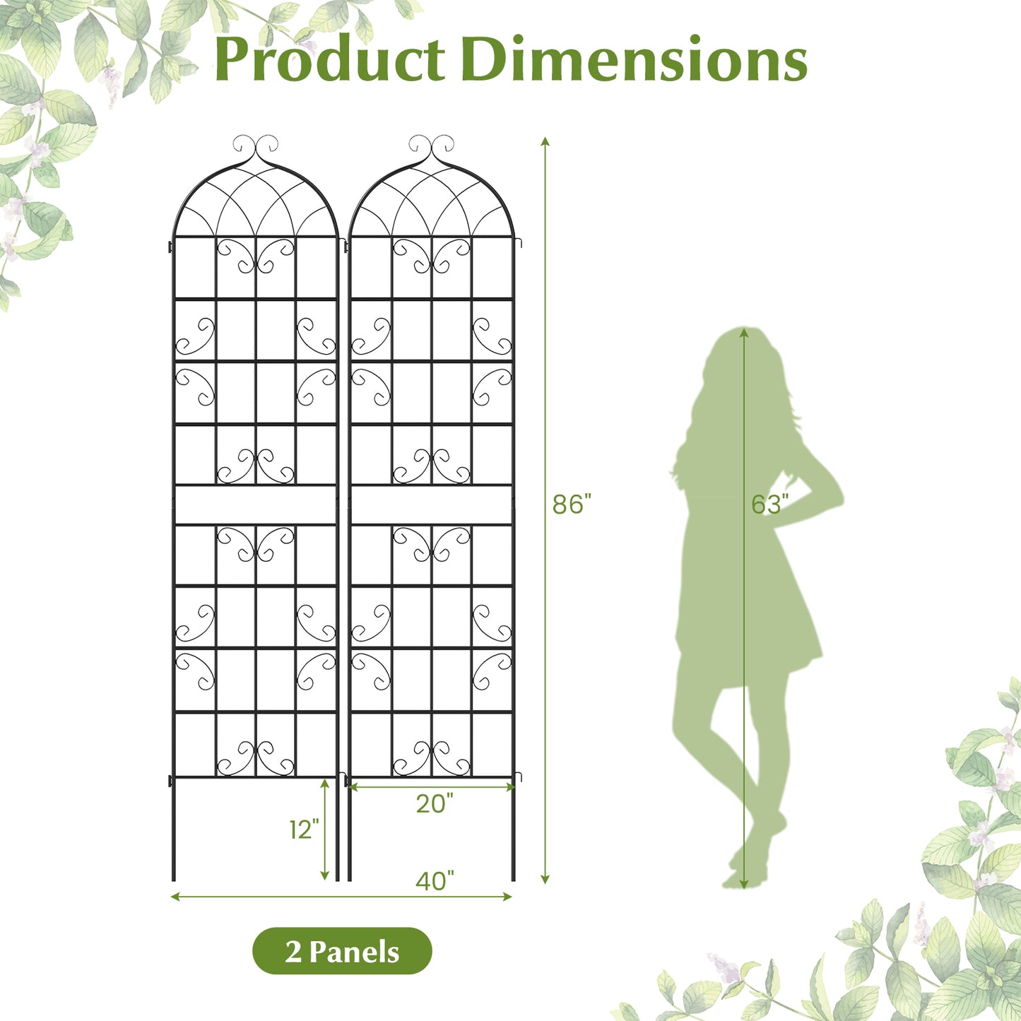 2 Pack 86"X20" Metal Garden Trellis For Climbing Plants Plant Supports at Gallery Canada