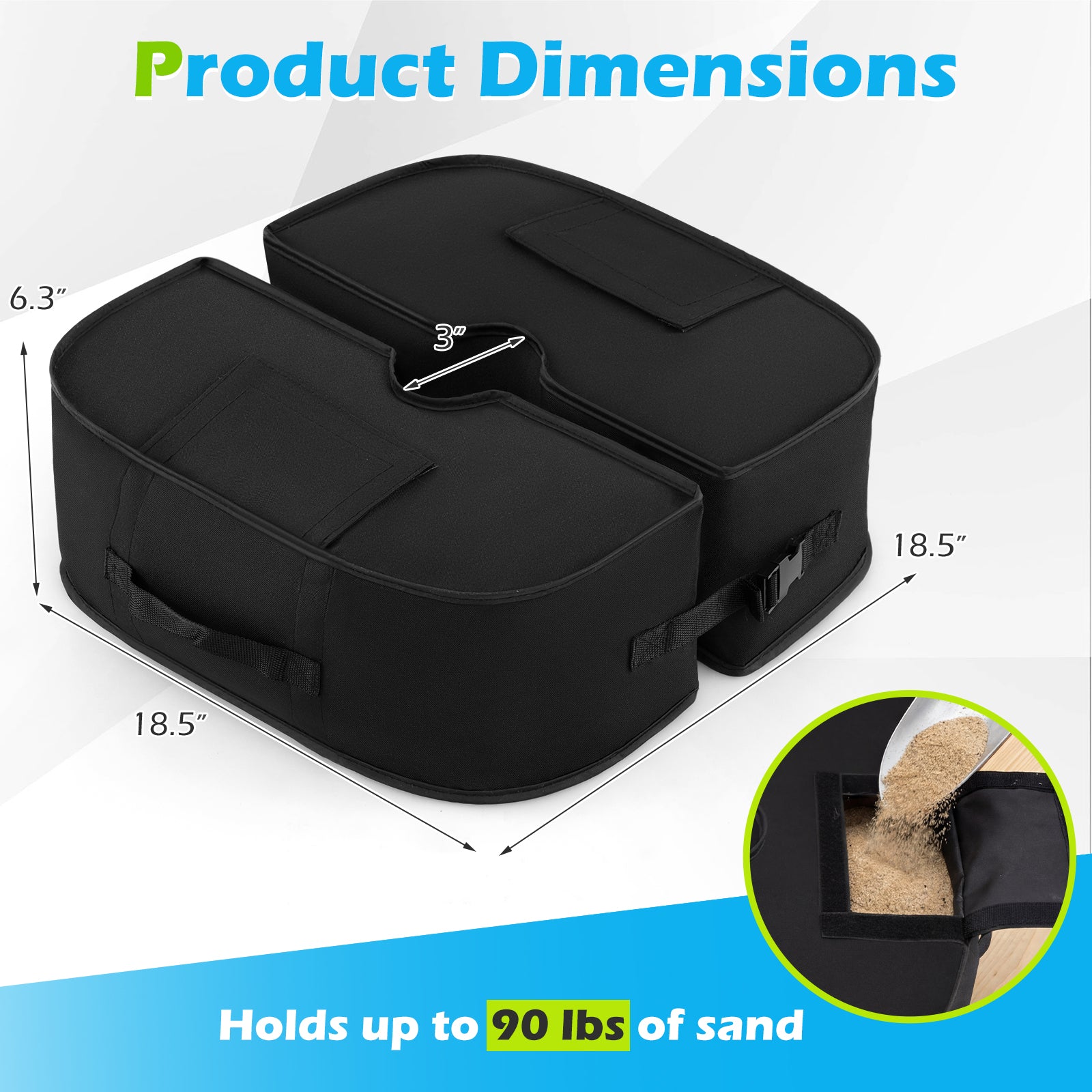 2-Pack 90 LBS Umbrella Base Weight Sandbags, Black Outdoor Umbrella Bases at Gallery Canada