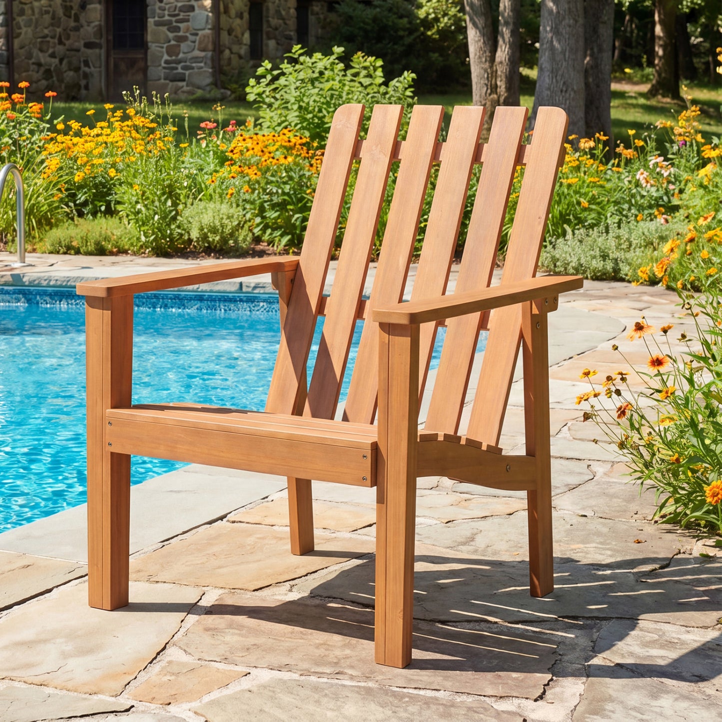 Acacia Wood Outdoor Chair with Slatted Backrest, 2 Pack Patio Dining Chairs at Gallery Canada